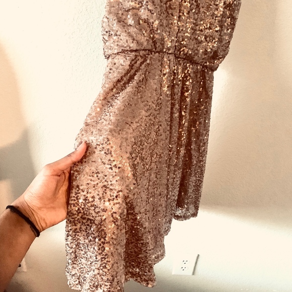 (‼️ SOLD‼️) All-Over Gold Sequin Mini Dress - Picture 5 of 5